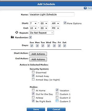 ADT Pulse Lighting Add Schedule