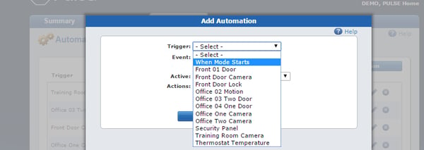 Automations tab select