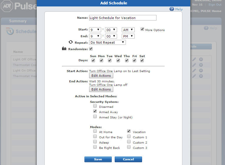 How to Set up ADT Pulse Schedules with Your Personal Web Portal