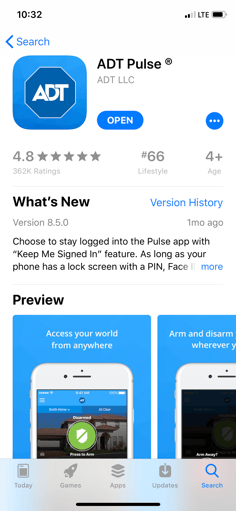 ADT Pulse Smart Home Security App rated 4.8 out of 5