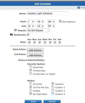 ADT Pulse Lighting Add Schedule